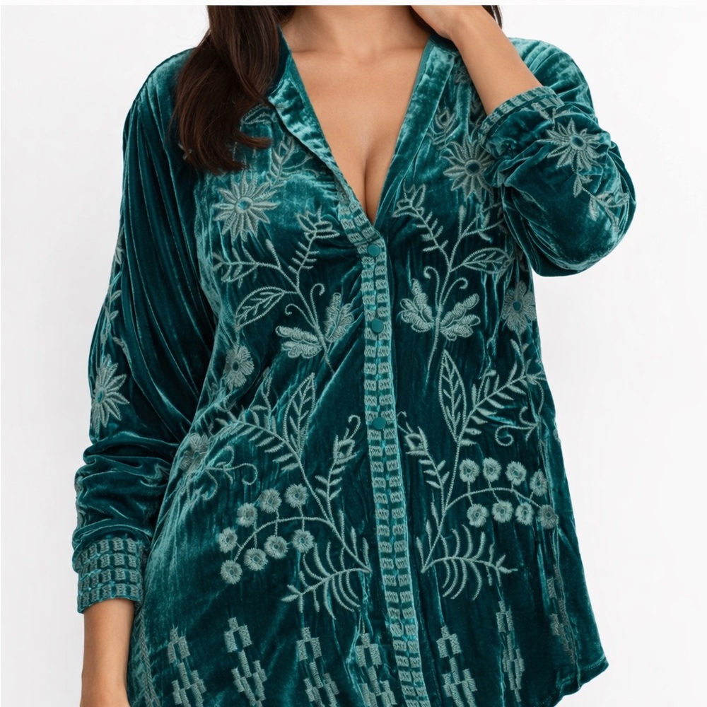 Johnny Was embroidered  GEORGINA VELVET SHIRT/JACKET NWT